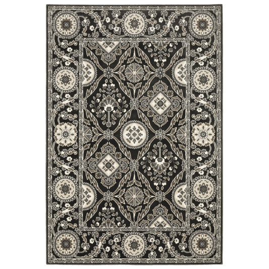 Oriental Weavers Raylan RAY05 Black Traditional Power-Loomed Rug