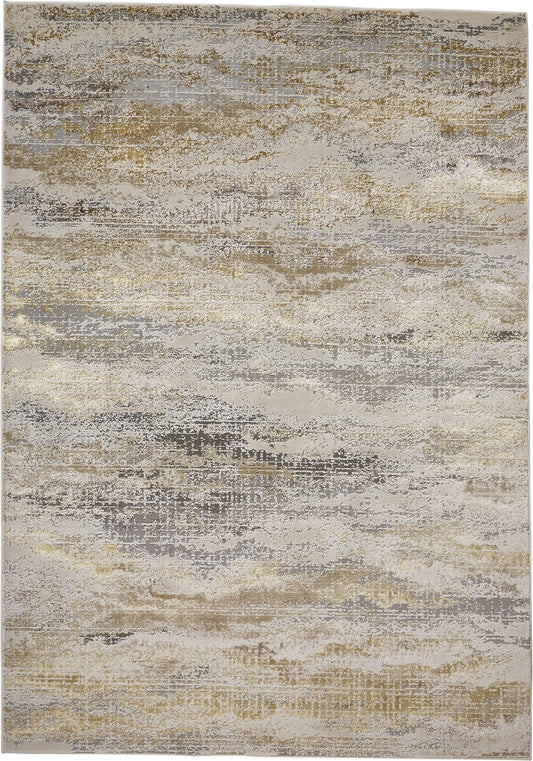 Feizy Aura 3735F Gold Gray Marble Machine Woven Rug - Rugs - Feizy - Atlanta Designer Rugs