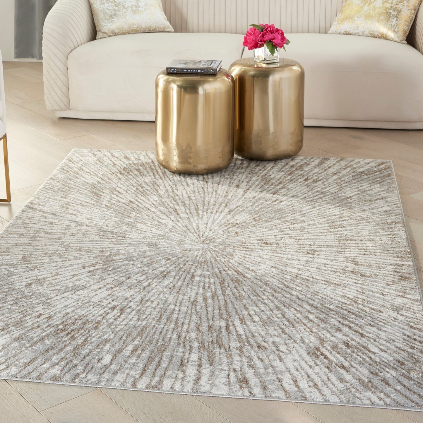 Inspire Me! Home Décor Metallic MTL01 Grey Mocha Contemporary Machinemade Rug - Rugs - Inspire Me! Home Décor - Atlanta Designer Rugs