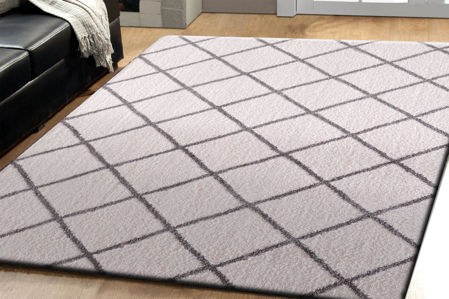 Dynamic Rugs Silky Shag 5920 Ivory Silver  Contemporary Machine-Made Rug