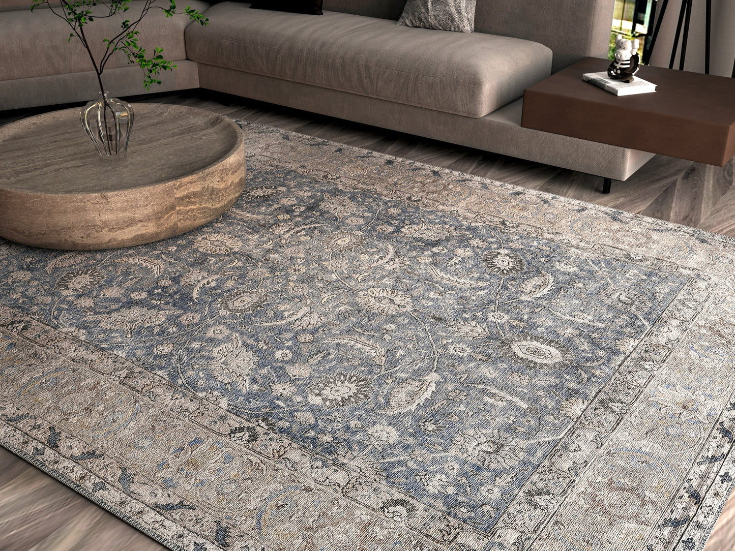 KAS London 4802 Blue Transitional Machinemade Rug