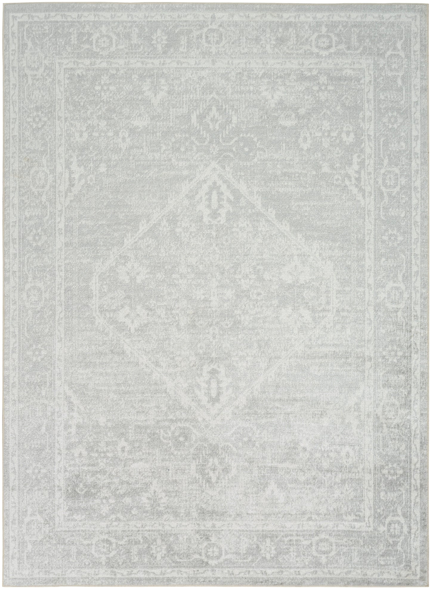 Nourison Home Astra Machine Washable ASW11 Light Grey Traditional Power-Loomed Rug