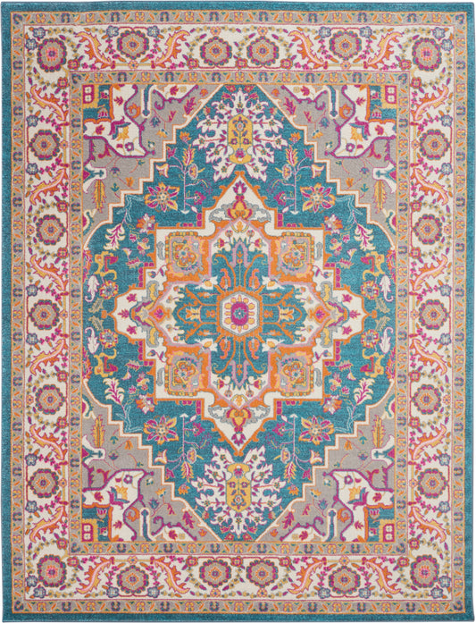 Nourison Home Passion  Teal Multicolor  Transitional