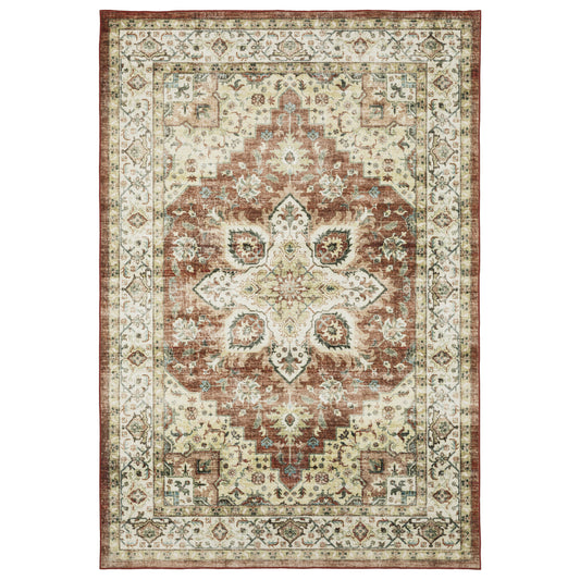 Oriental Weavers Sumter SUM01 Red Ivory Washable Machine-Print Rug