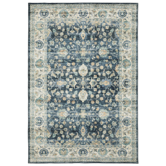 Oriental Weavers Sumter SUM02 Blue Ivory Washable Machine-Print Rug