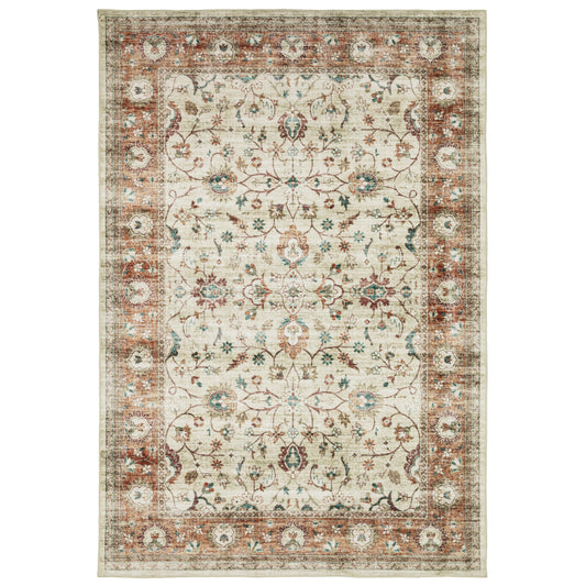 Oriental Weavers Sumter SUM03 Ivory Rust Washable Machine-Print Rug