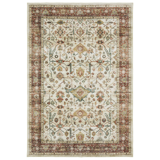 Oriental Weavers Sumter SUM05 Ivory Red Washable Machine-Print Rug