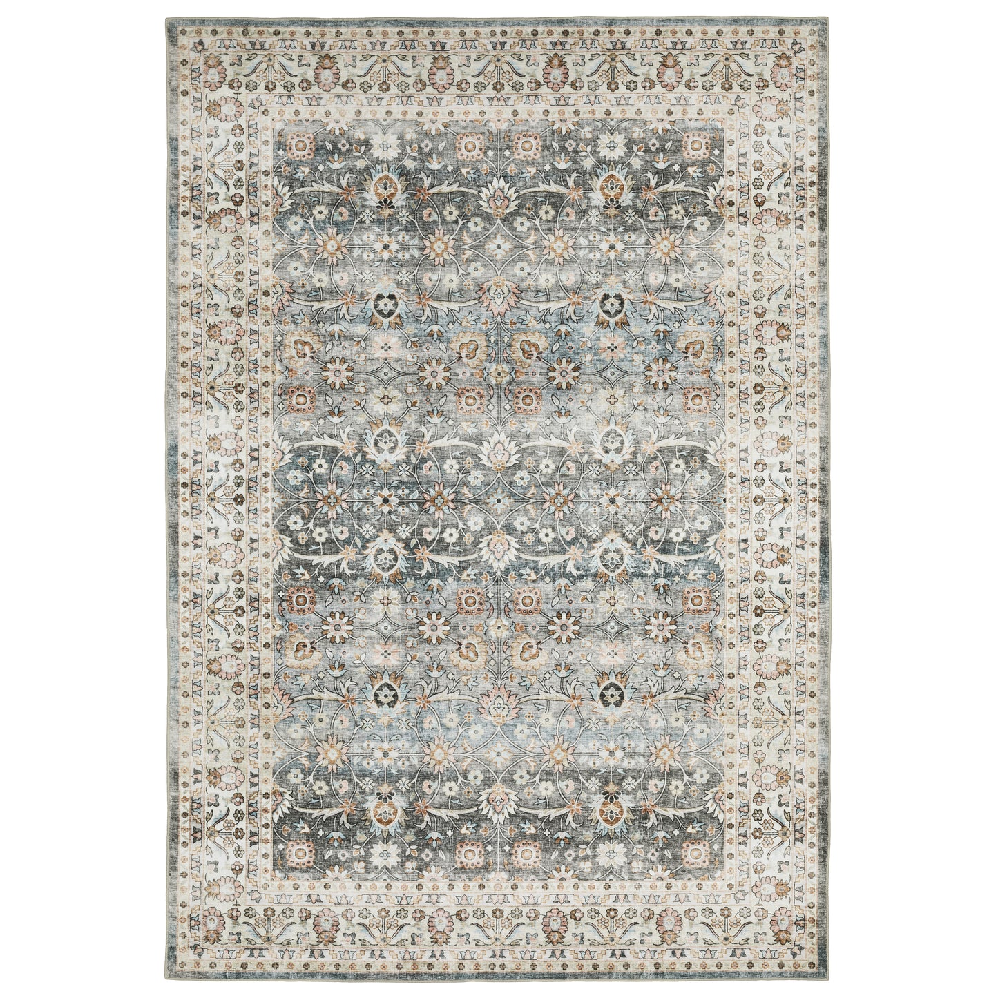 Oriental Weavers Sumter SUM07 Grey Ivory Washable Machine-Print Rug