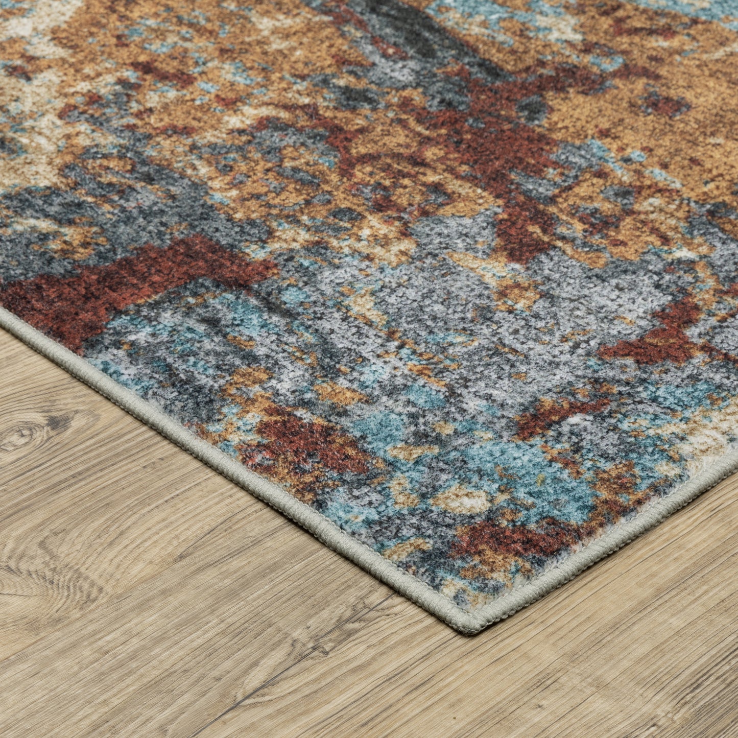 Oriental Weavers Sumter SUM13 Blue Rust Washable Machine-Print Rug