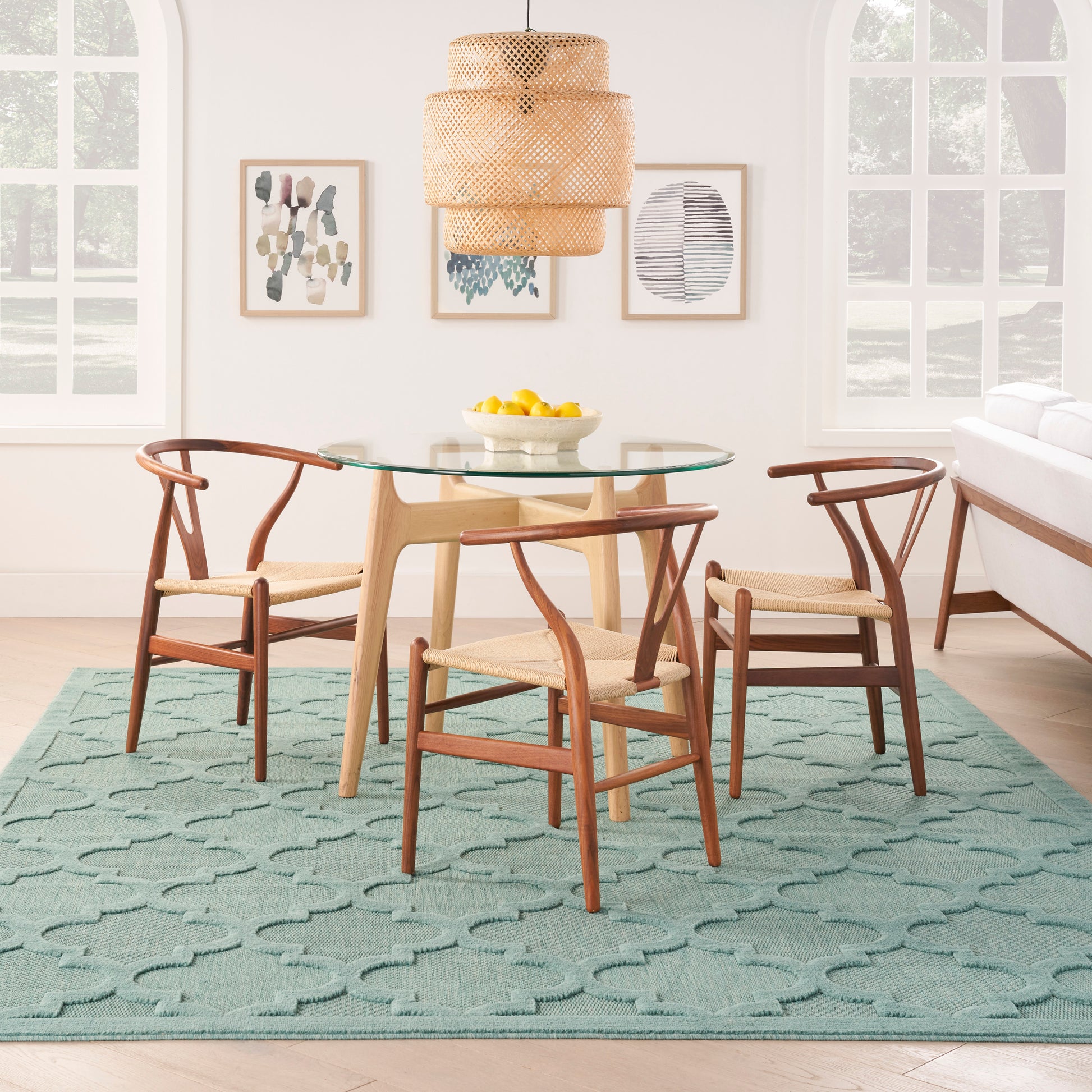 Nourison Home Easy Care  Aqua Teal  Contemporary