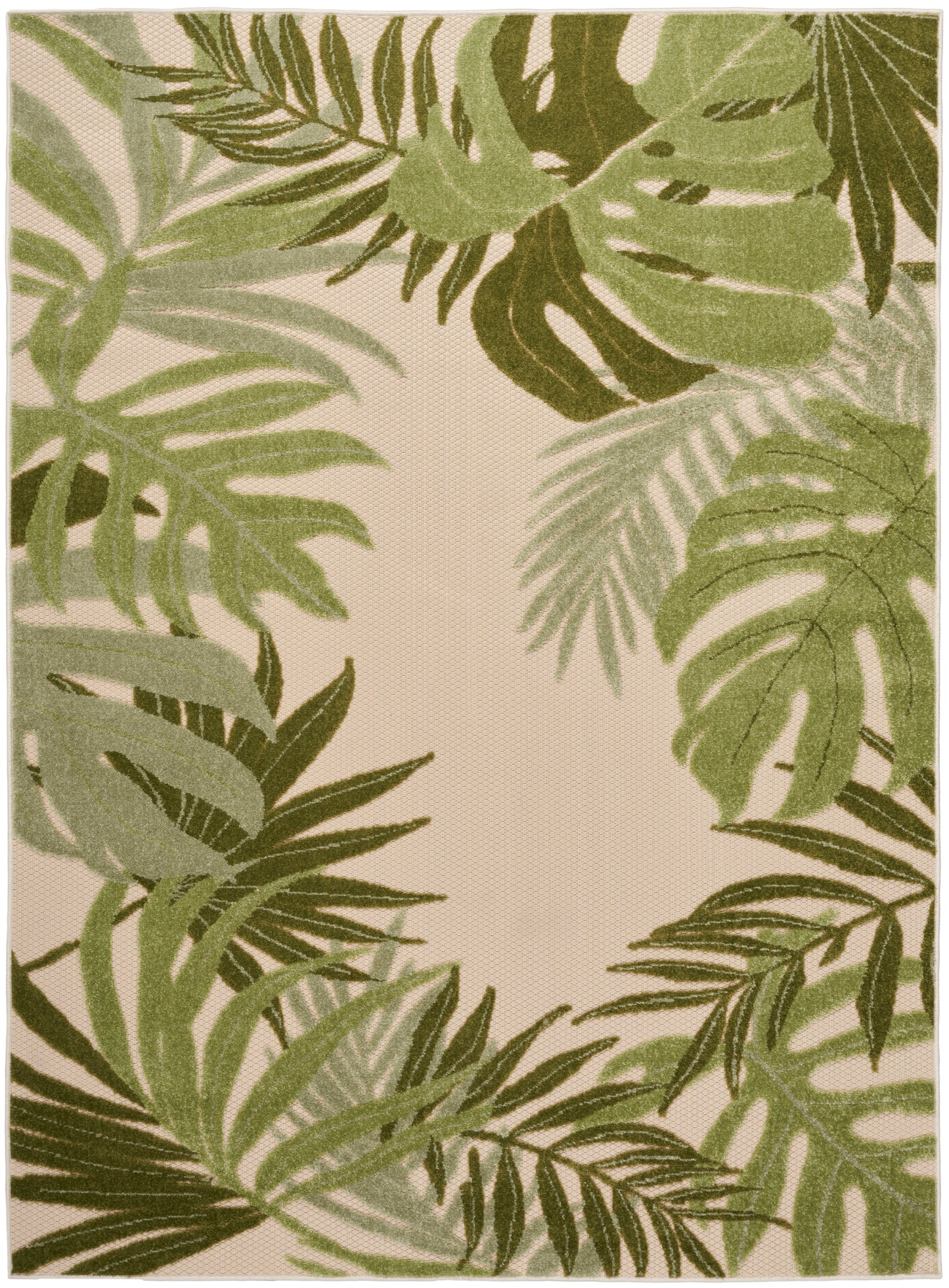 Nourison Home Aloha ALH40 Ivory Green Contemporary Power-Loomed Rugs