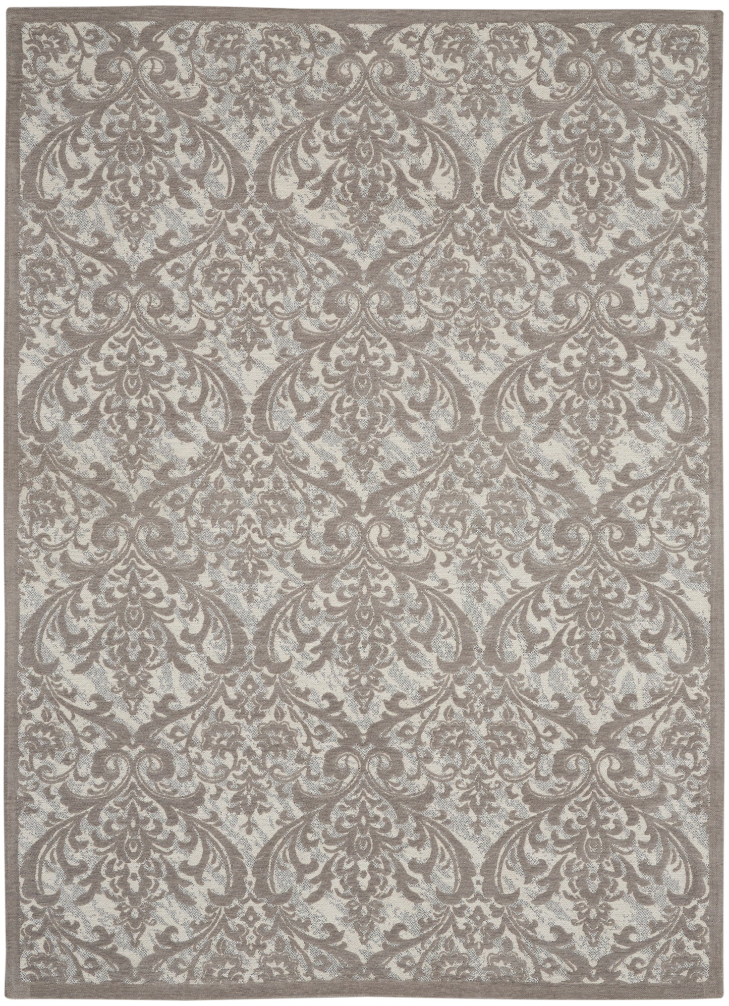 Nourison Home Damask DAS02 Ivory Grey Traditional Power-Loomed Rug