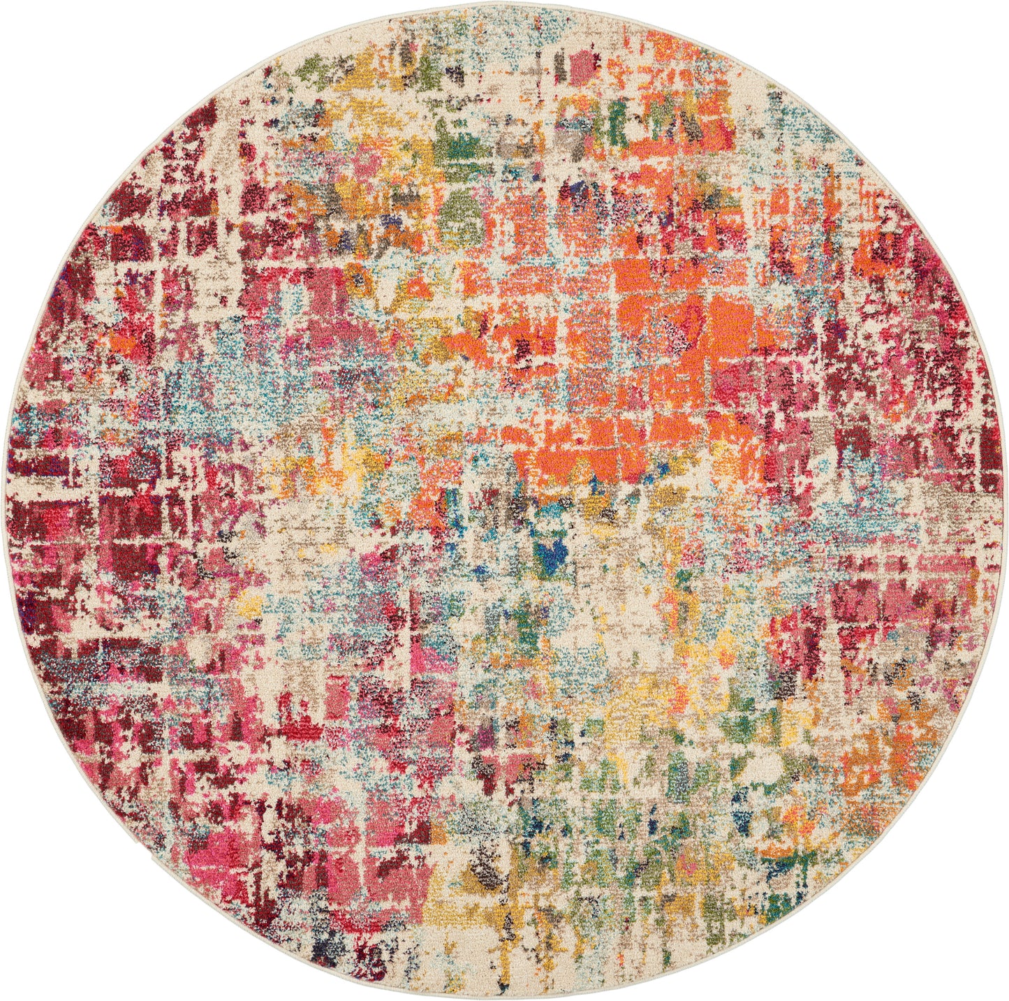 Nourison Home Celestial CES13 Pink Multicolor Contemporary Power-Loomed Rugs