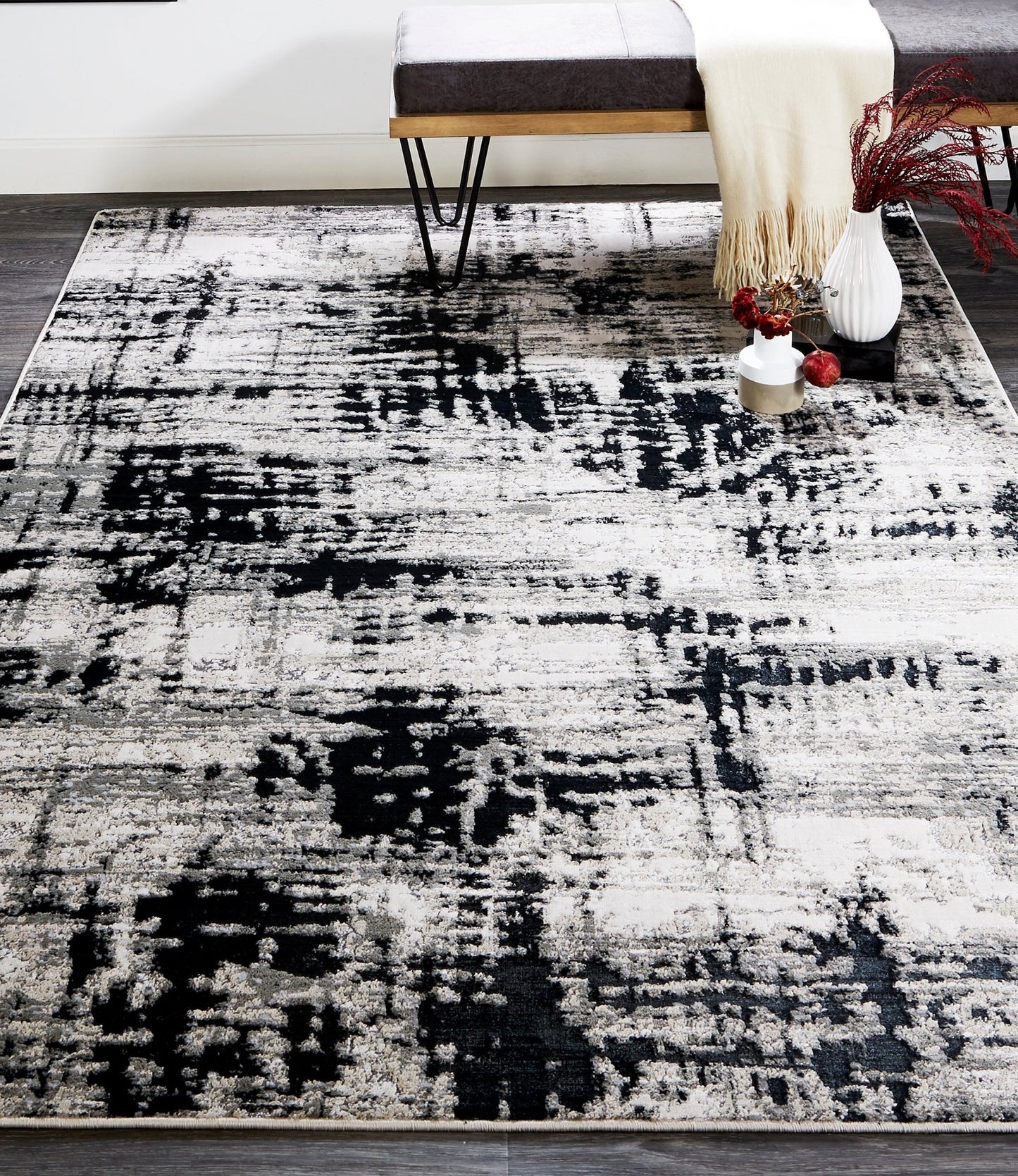 Feizy Micah 3339F Black Modern/Industrial Machine Woven Rug - Rugs - Feizy - Atlanta Designer Rugs