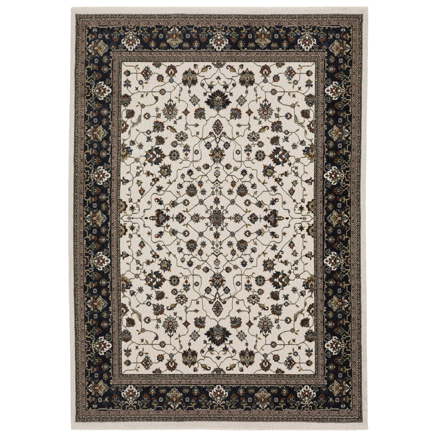 Oriental Weavers Vivian VI02B Ivory Navy Traditional Power - Loomed Rug - Rugs - Oriental Weavers - Atlanta Designer Rugs