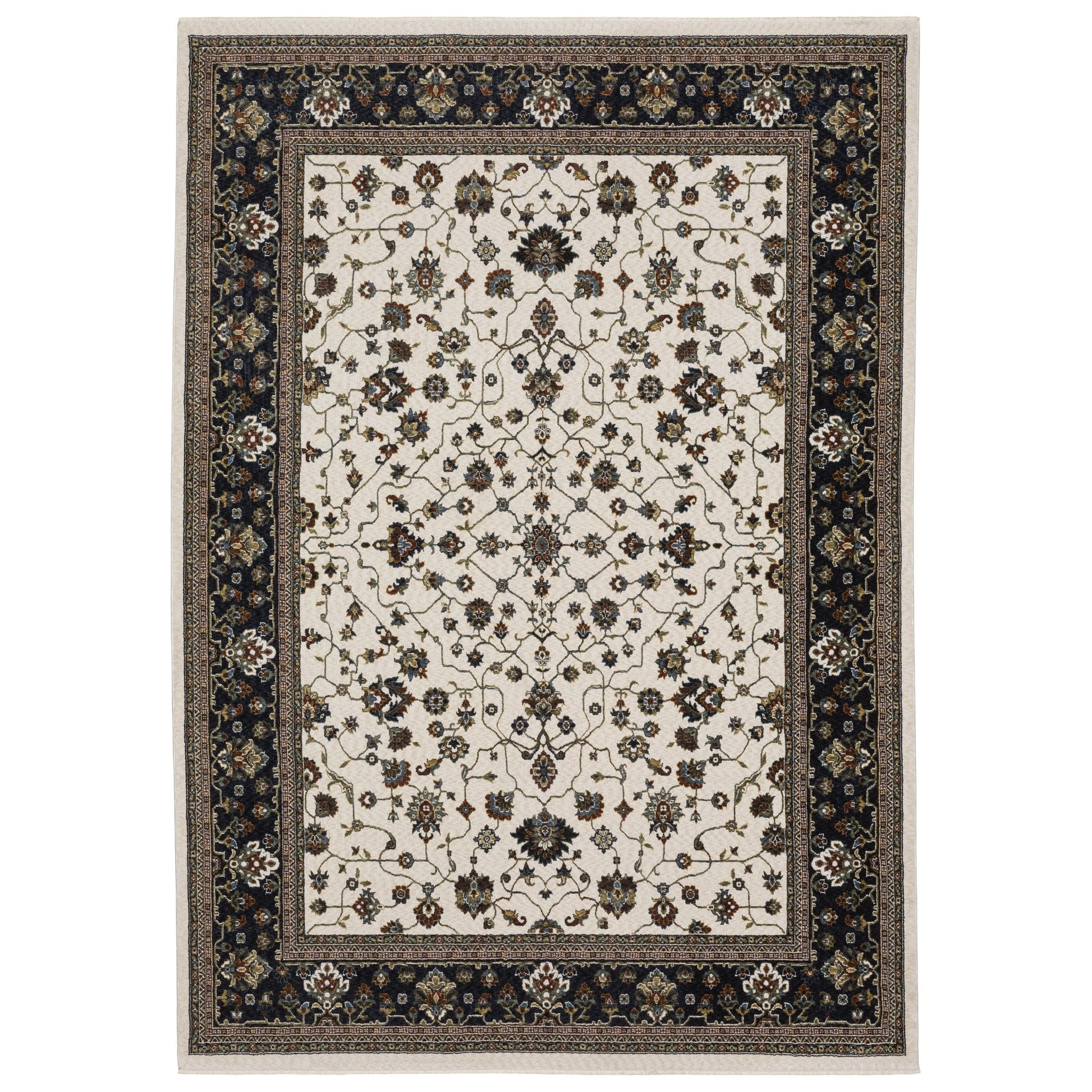 Oriental Weavers Vivian VI02B Ivory Navy Traditional Power - Loomed Rug - Rugs - Oriental Weavers - Atlanta Designer Rugs