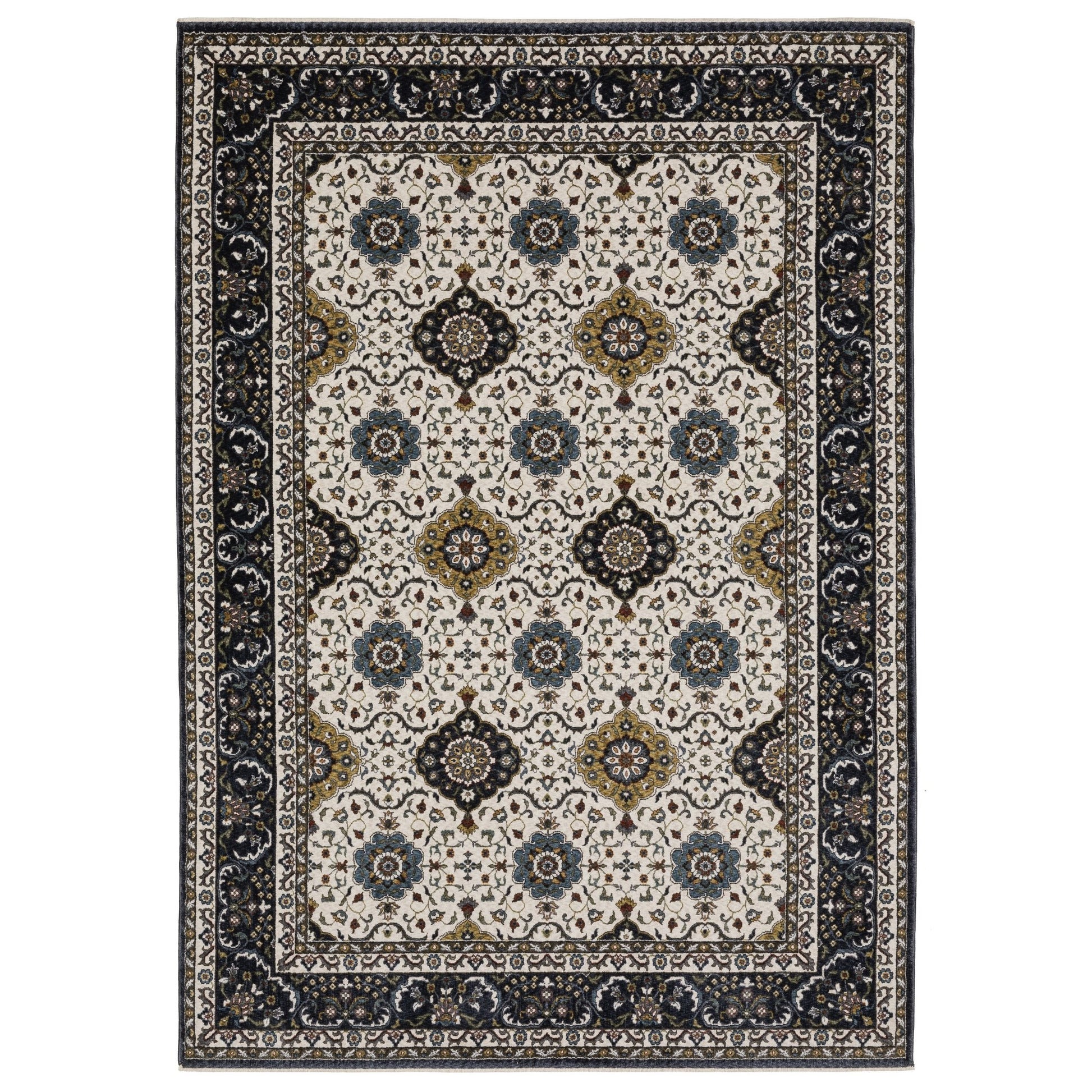 Oriental Weavers Vivian VI04D Ivory Navy Traditional Power - Loomed Rug - Rugs - Oriental Weavers - Atlanta Designer Rugs