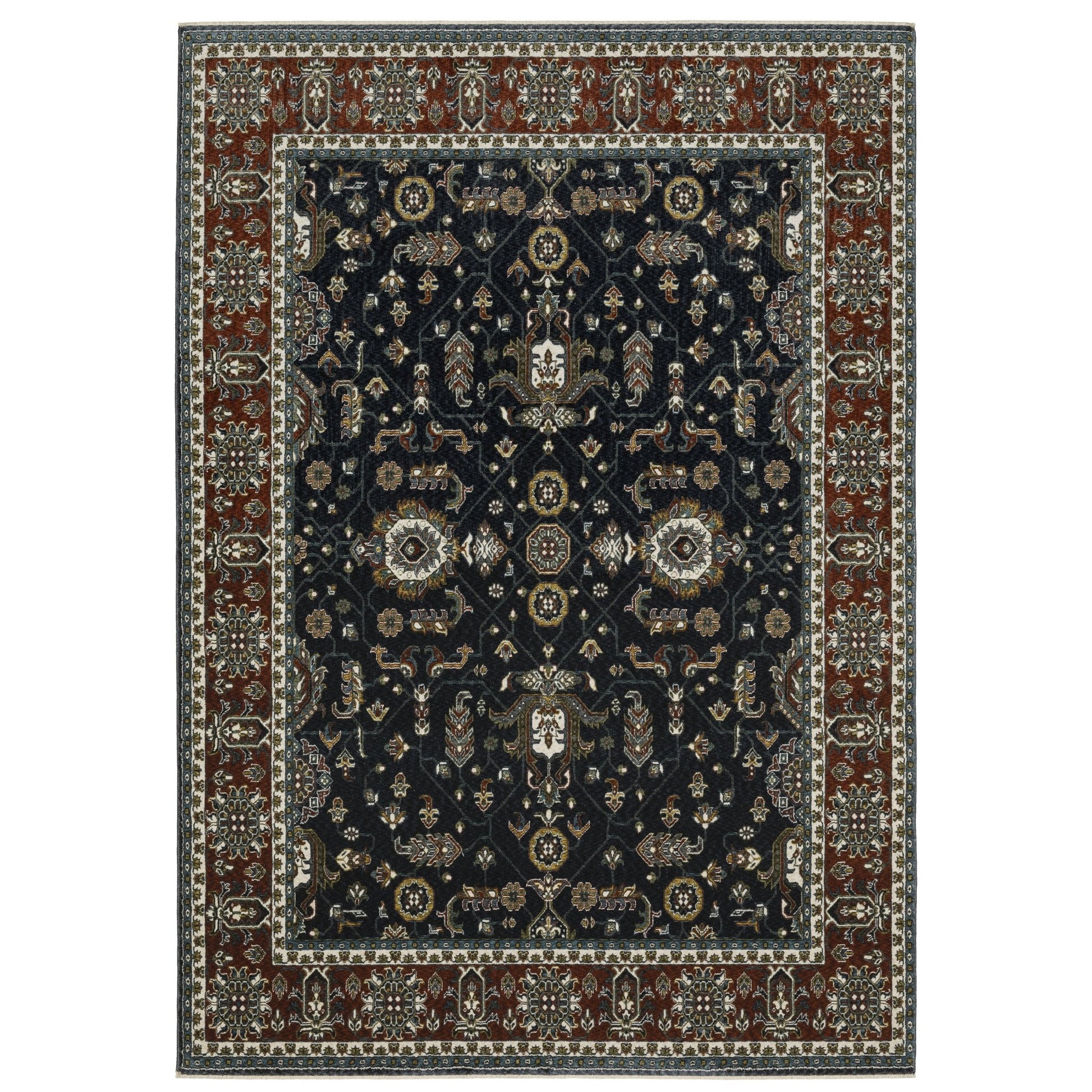 Oriental Weavers Vivian VI05A Navy Red Traditional Power - Loomed Rug - Rugs - Oriental Weavers - Atlanta Designer Rugs