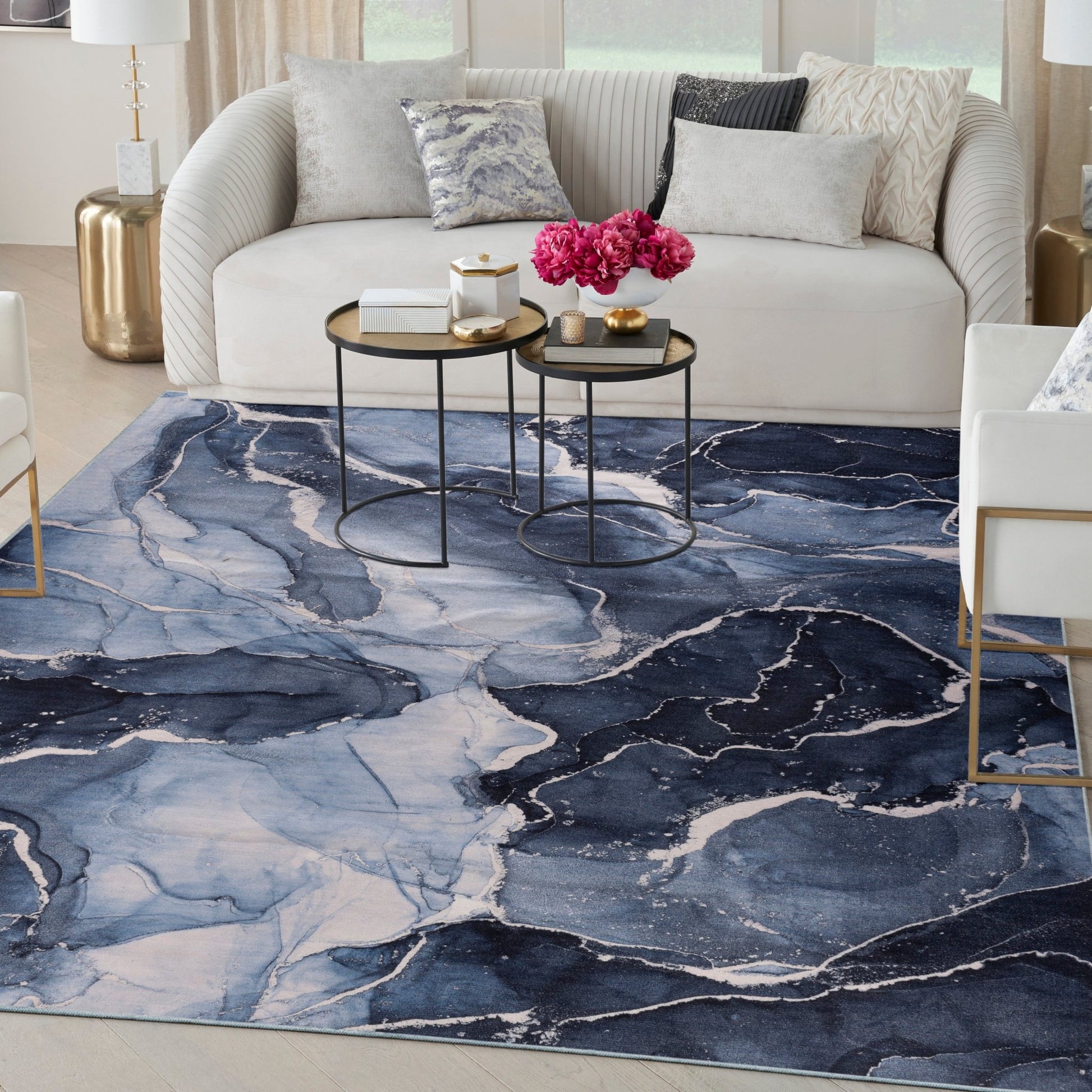 Inspire Me! Home Décor Daydream DDR02 Navy Blue Contemporary Machinemade Rug - Rugs - Inspire Me! Home Décor - Atlanta Designer Rugs