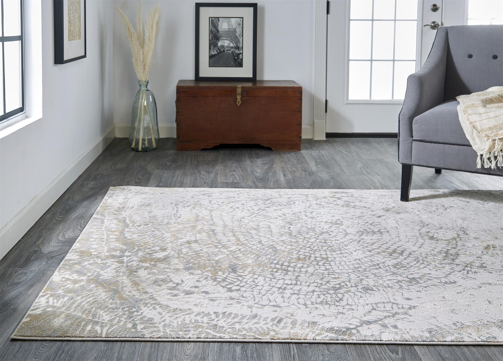 Feizy Parker 3702F Silver Ivory Transitional/Casual Machine Woven Rug - Rugs - Feizy - Atlanta Designer Rugs