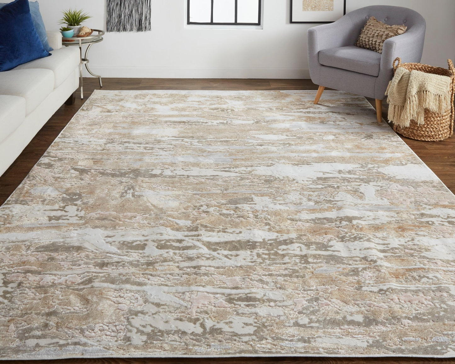 Feizy Laina 39G5F Beige Gray Transitional/Industrial/Casual Machine Woven Rug - Rugs - Feizy - Atlanta Designer Rugs