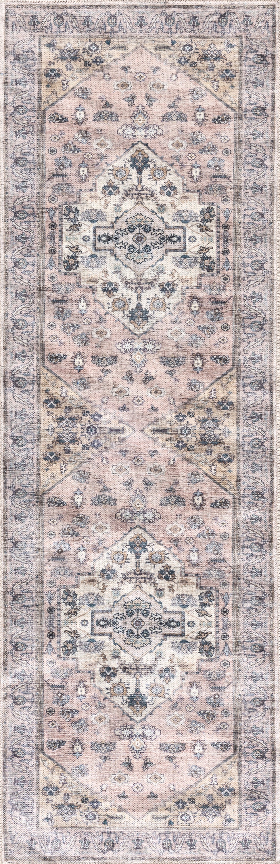 Nourison Home Grand Washables GRW03 Blush Traditional Power-Loomed Rug