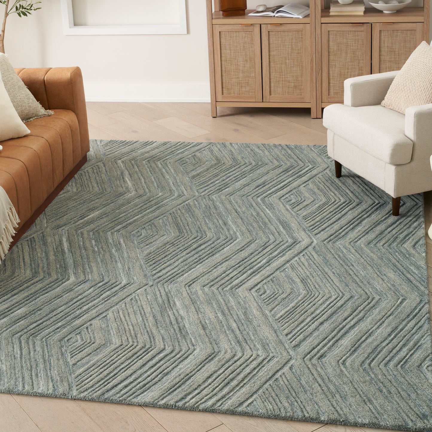 Nourison Home Graceful GRU03 Blue Contemporary Tufted Rug