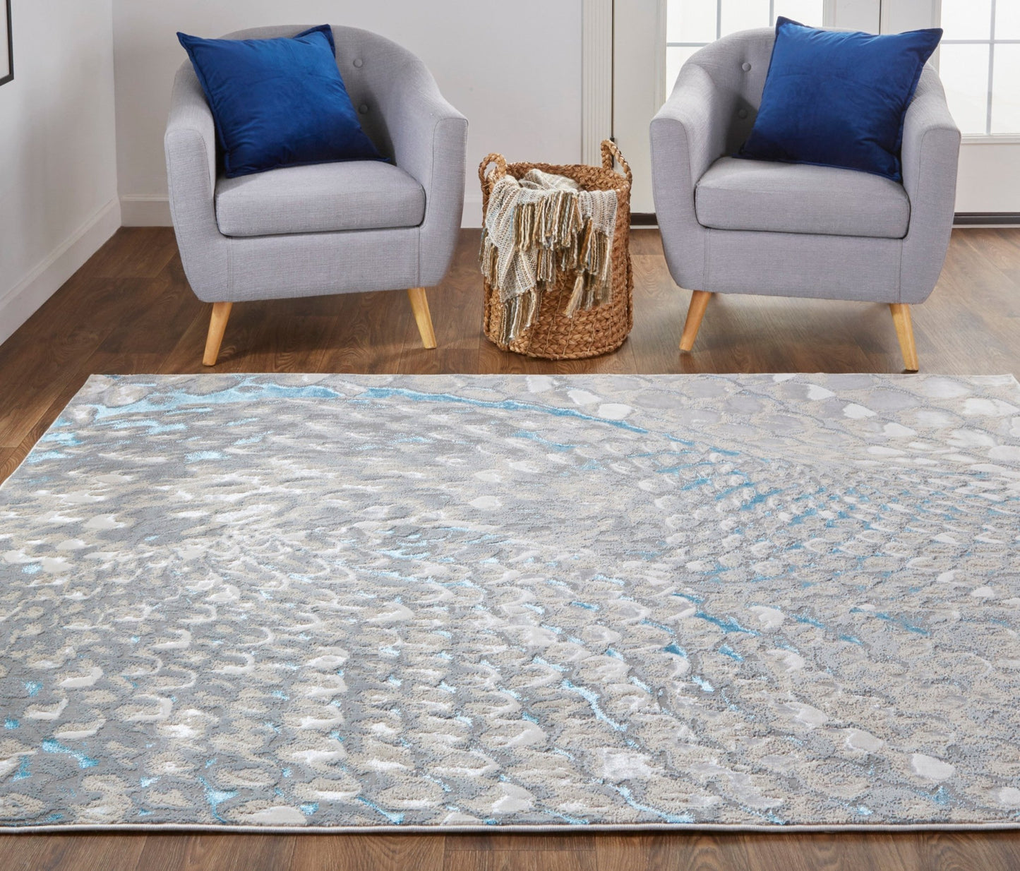 Feizy Azure 3403F Blue Silver Modern/Industrial Machinemade Rug - Rugs - Feizy - Atlanta Designer Rugs