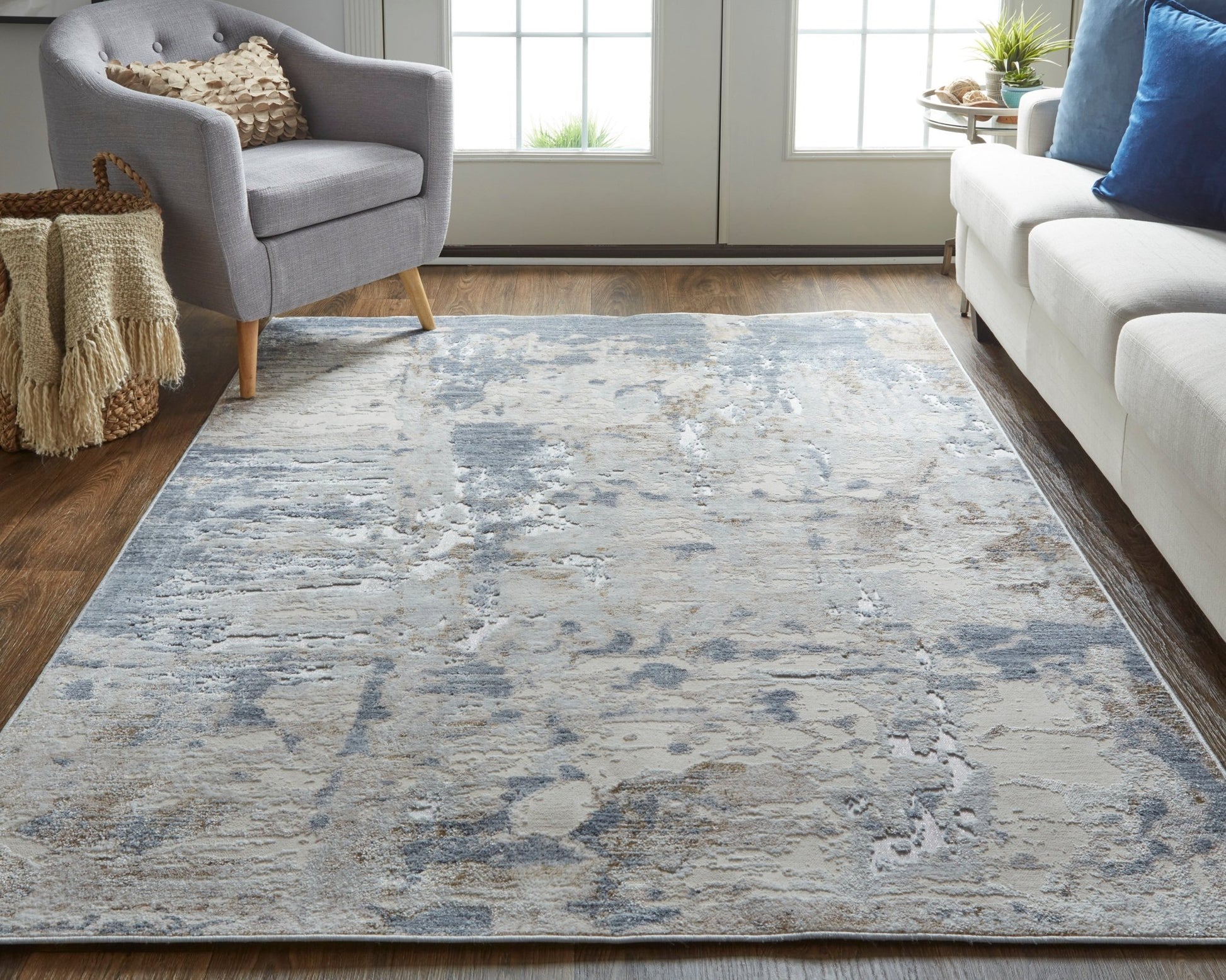 Feizy Laina 39GHF Blue Ivory Transitional/Industrial/Casual Machine Woven Rug - Rugs - Feizy - Atlanta Designer Rugs