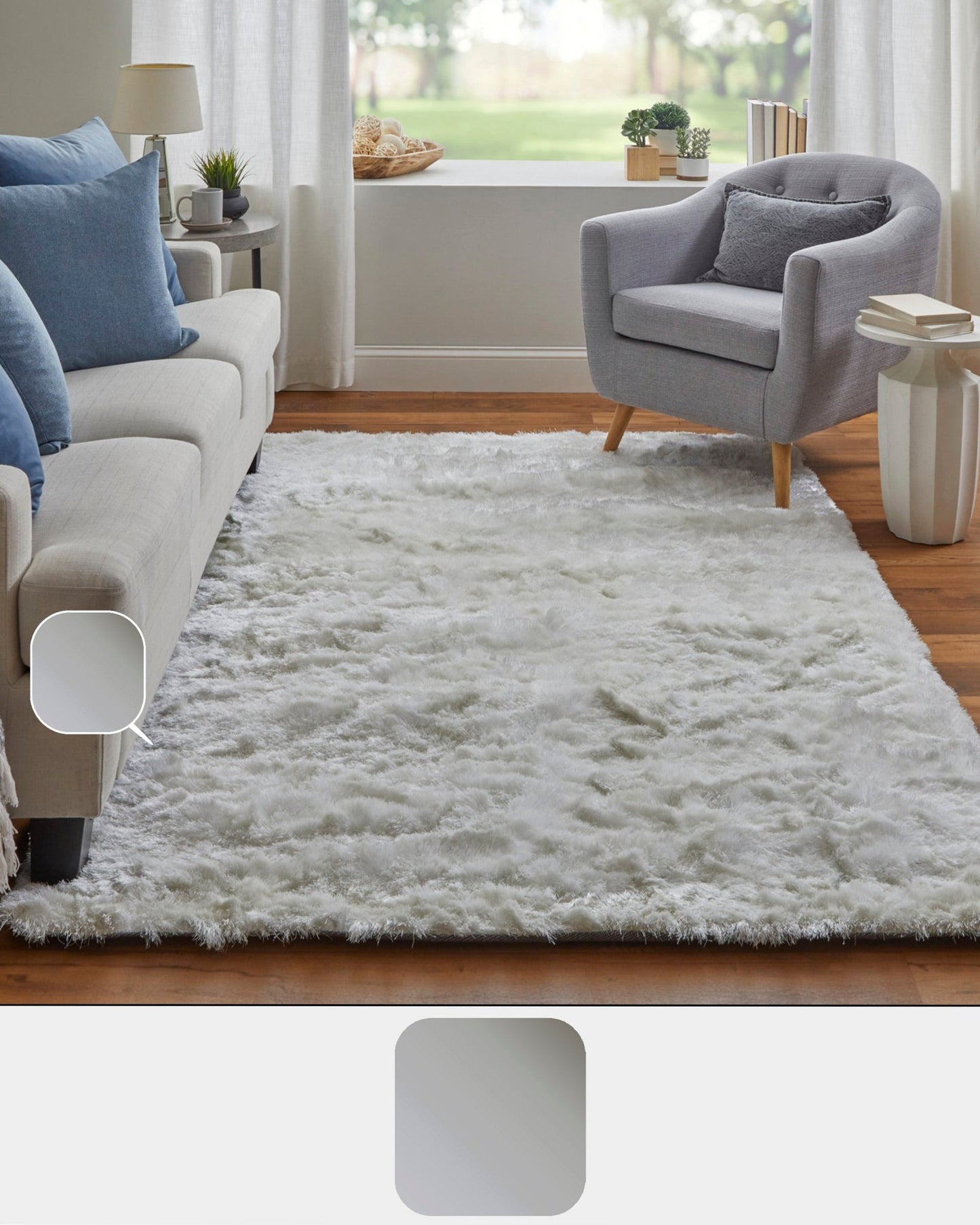 Feizy Indochine 4550F White Transitional Hand Tufted Rug - Rugs - Feizy - Atlanta Designer Rugs