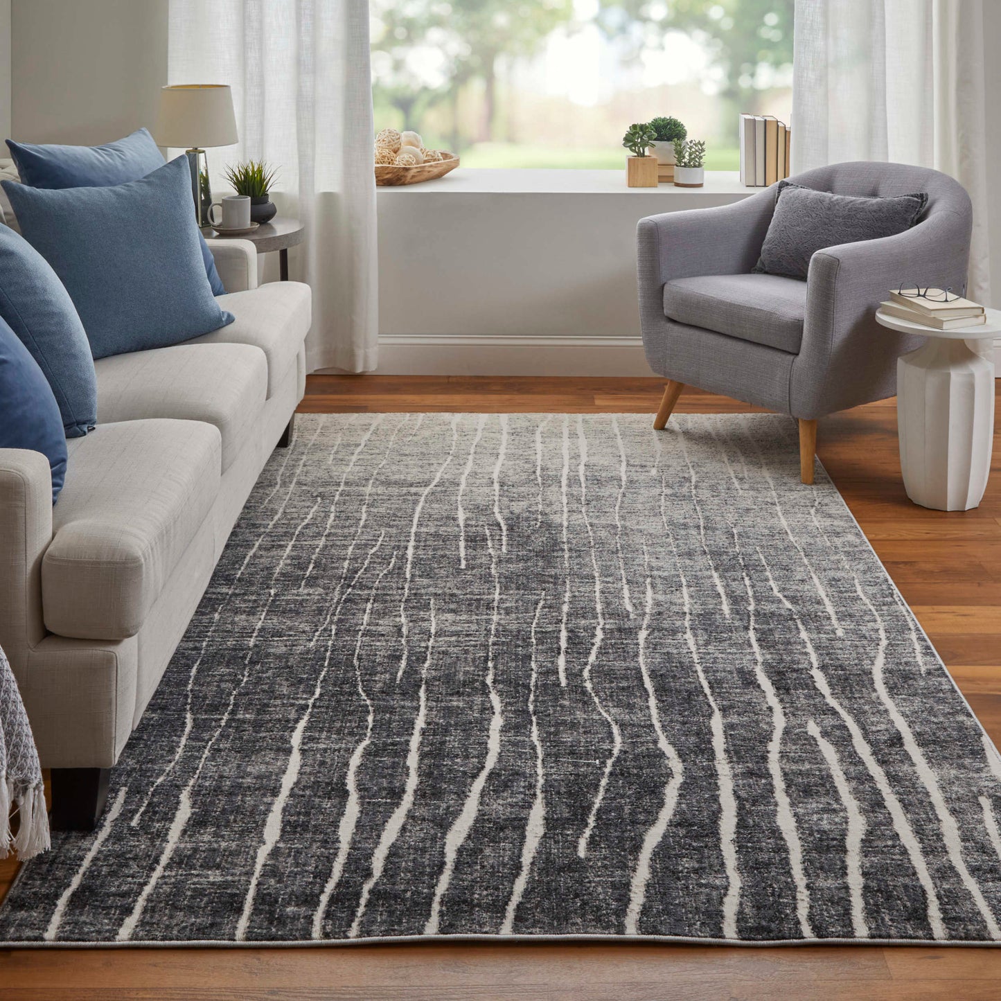 Feizy Kano 39LIF Ivory Gray Transitional/Industrial/Casual Rug - Rugs - Feizy - Atlanta Designer Rugs