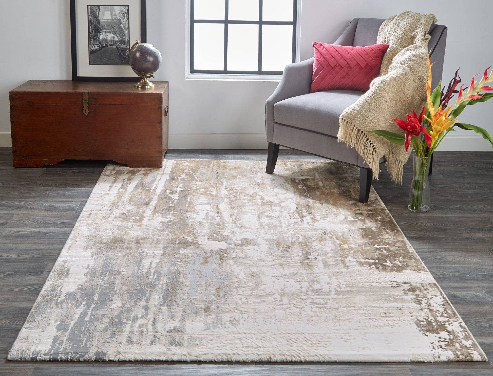 Feizy Parker 3709F Gray Beige Transitional/Casual Machine Woven Rug - Rugs - Feizy - Atlanta Designer Rugs