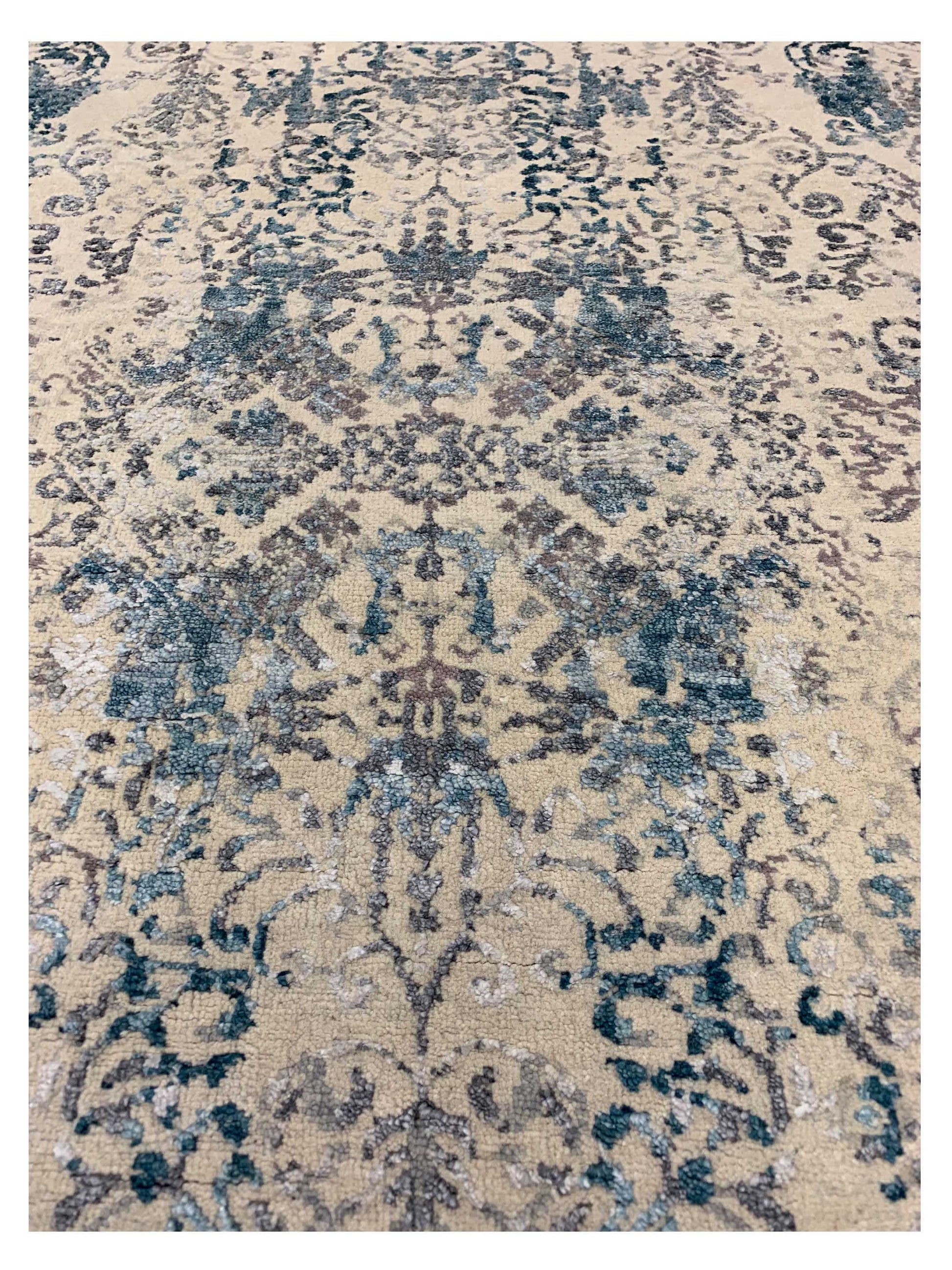 Artisan Dakota White Turquoise Transitional Knotted Rug - Rugs - Artisan - Atlanta Designer Rugs