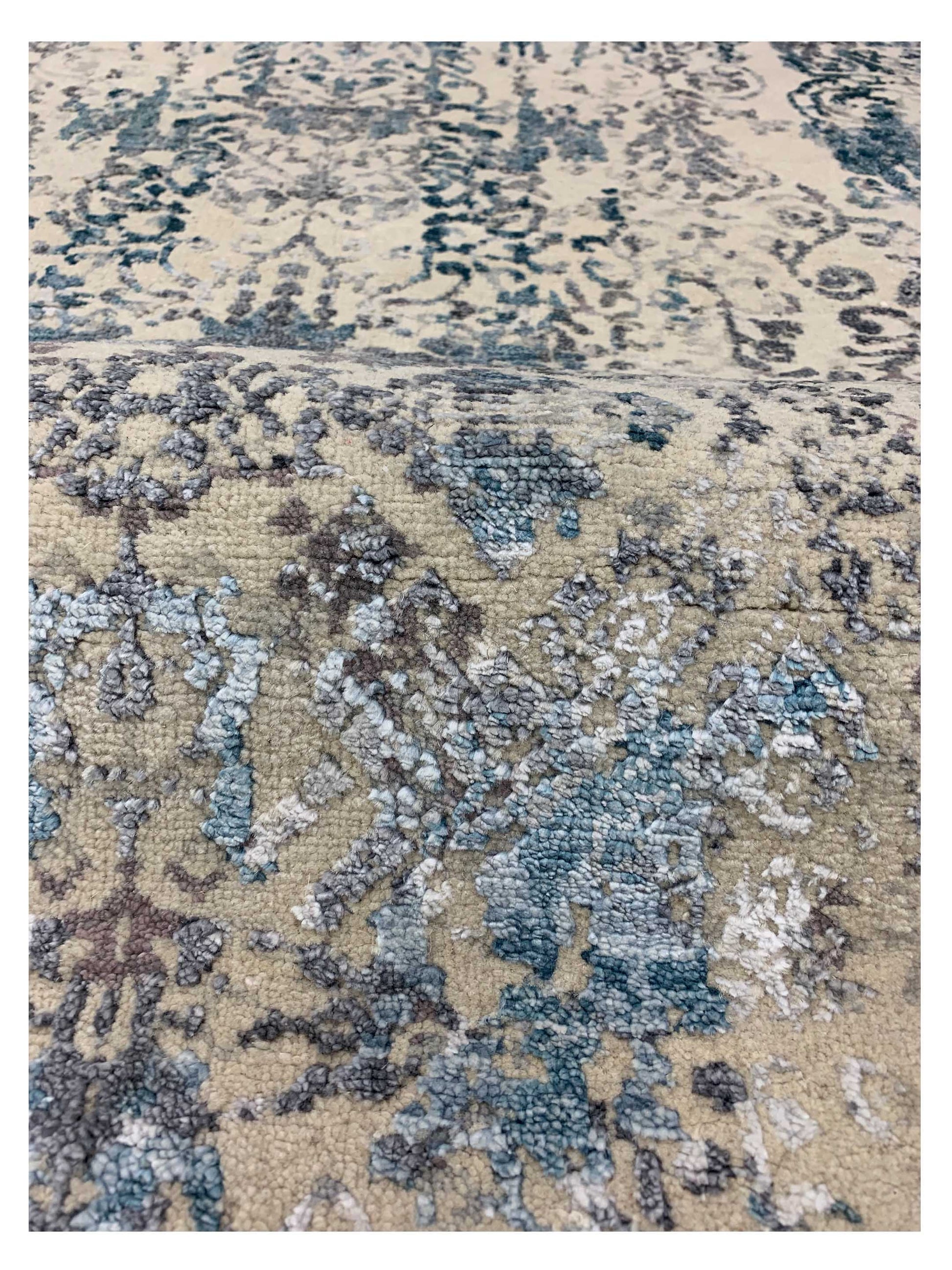 Artisan Dakota White Turquoise Transitional Knotted Rug - Rugs - Artisan - Atlanta Designer Rugs