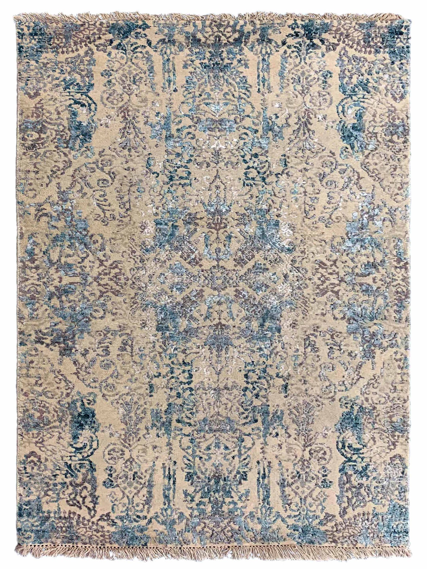 Artisan Dakota White Turquoise Transitional Knotted Rug - Rugs - Artisan - Atlanta Designer Rugs