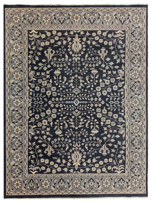 Artisan Uma Black Grey Traditional Knotted Rug - Rugs - Artisan - Atlanta Designer Rugs