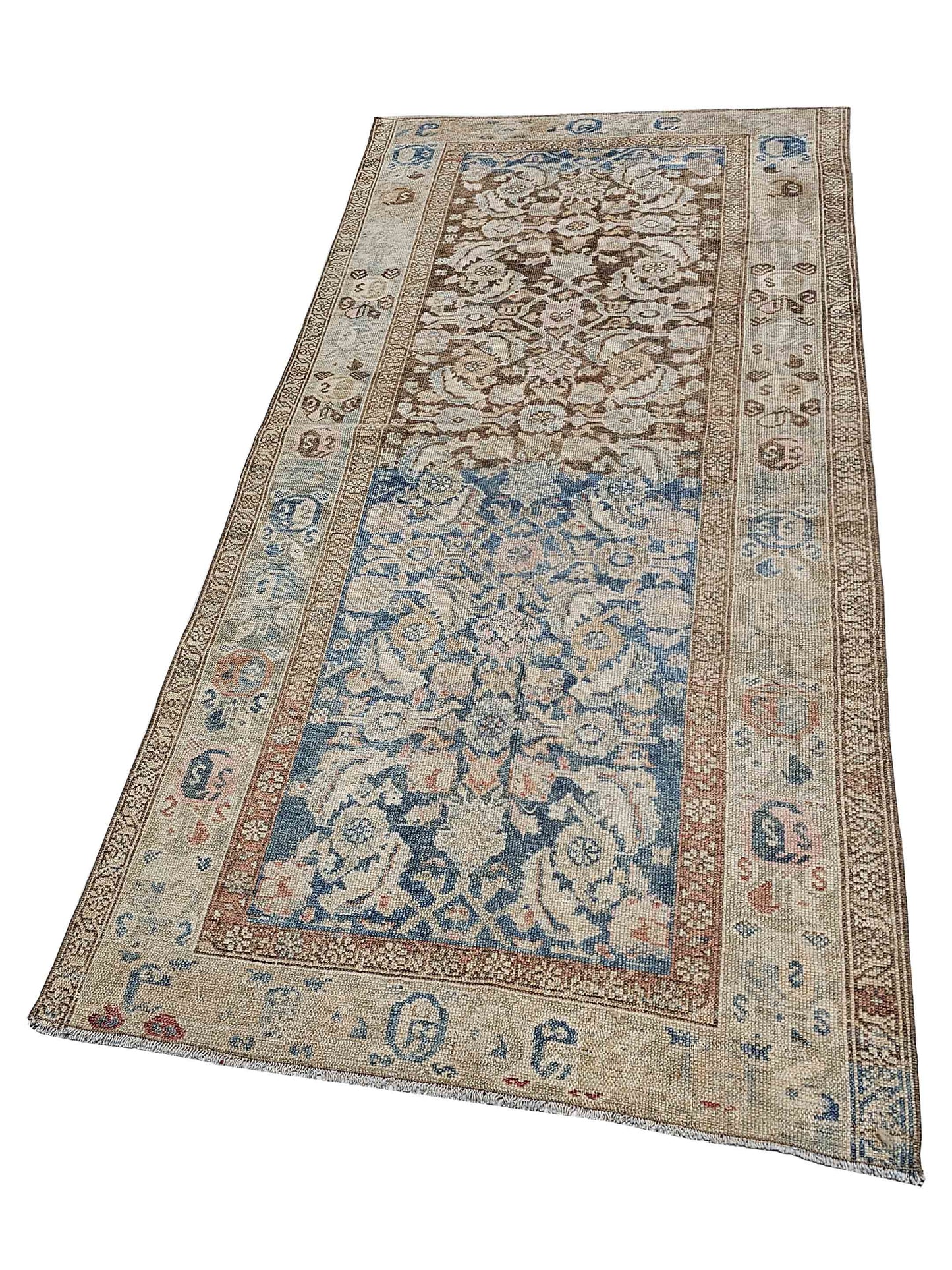 Artisan Angelina  Brown Blue Vintage Knotted Rug