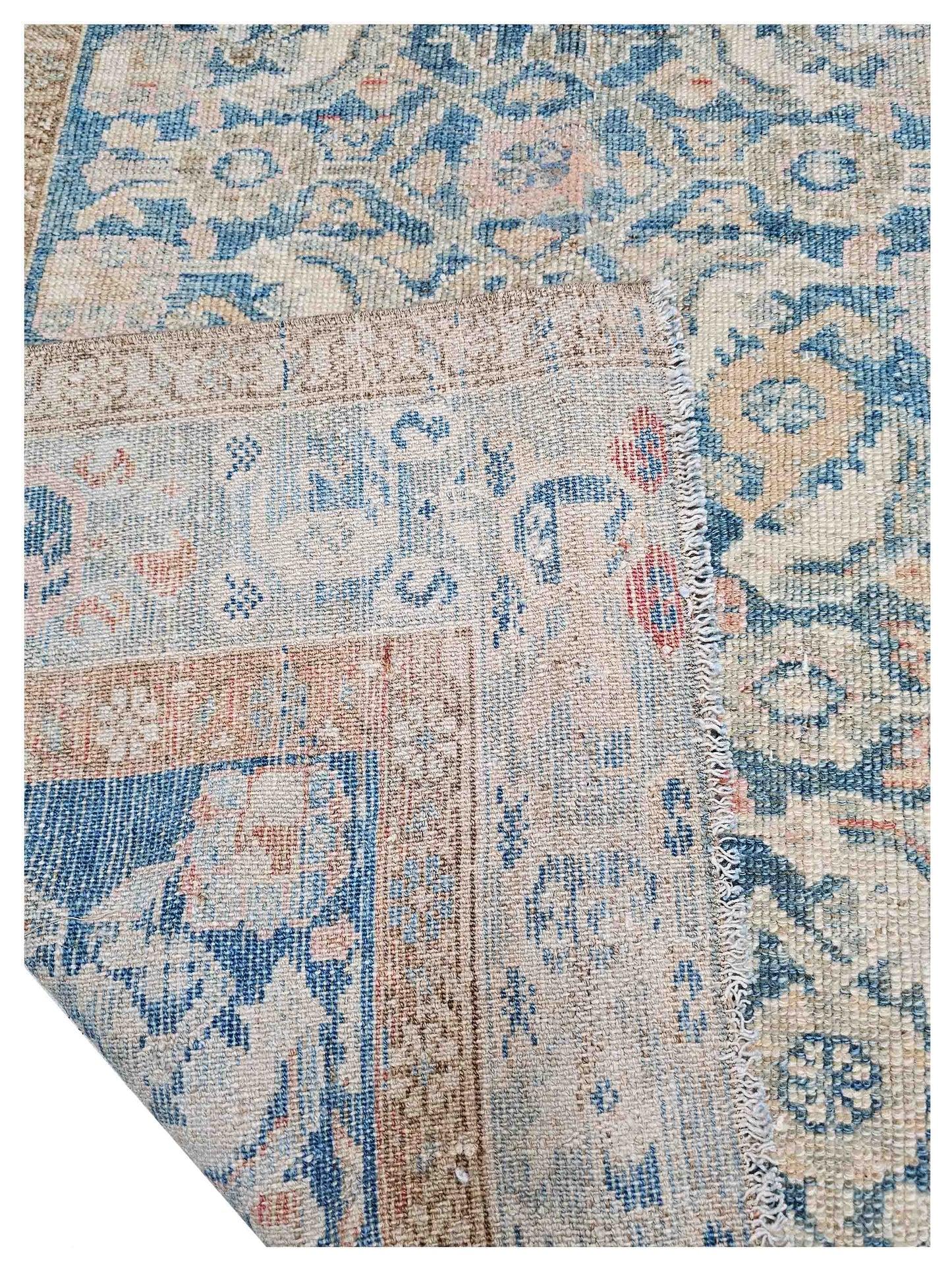 Artisan Angelina  Brown Blue Vintage Knotted Rug