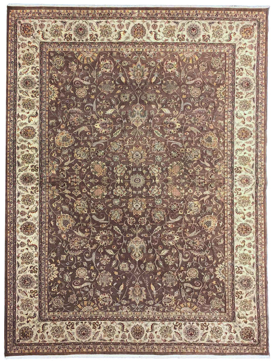 Artisan Michelle Kashan Brown Traditional Knotted Rug