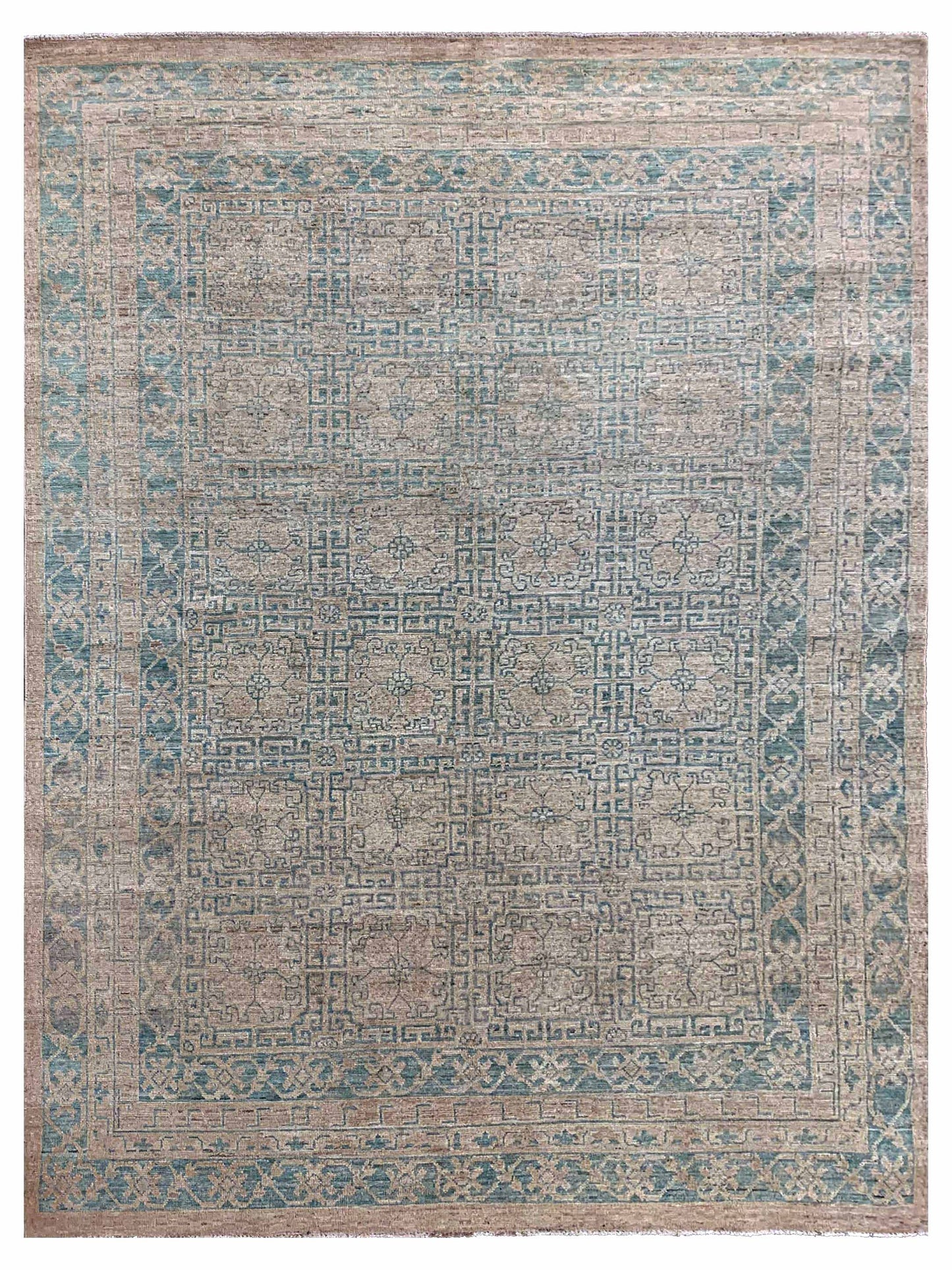 Artisan Sarah Ocean Blue Beige Transitional Knotted Rug - Rugs - Artisan - Atlanta Designer Rugs