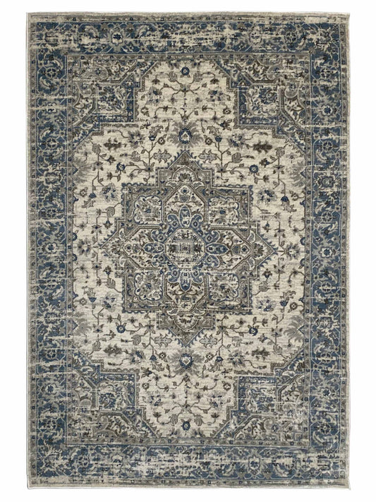 Artisan Bella  Cream Blue Transitional Machinemade Rug