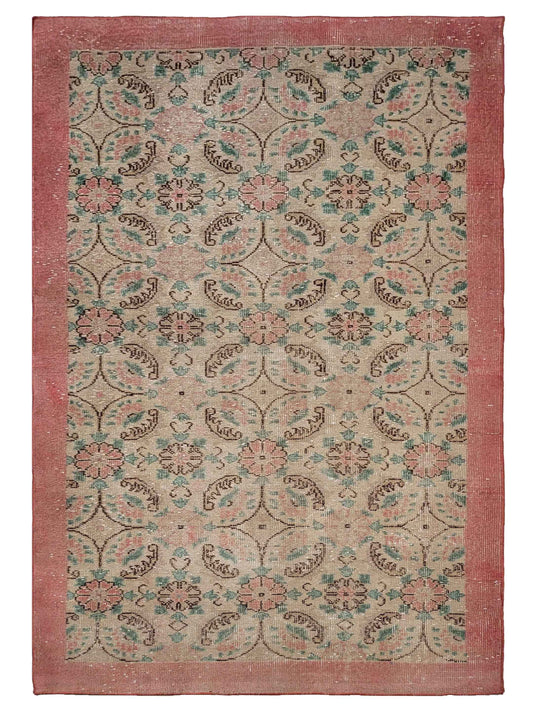 Artisan Angelina Beige Red Vintage Knotted Rug - Rugs - Artisan - Atlanta Designer Rugs