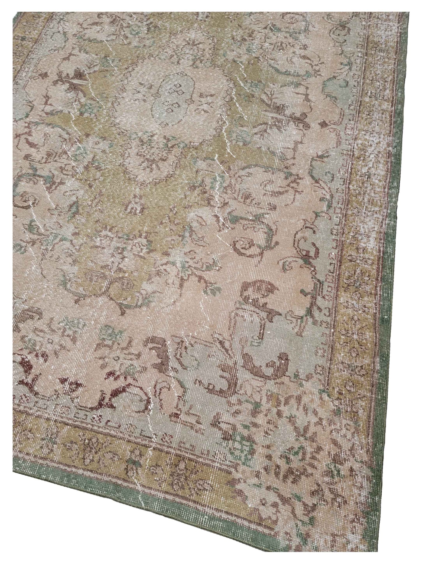 Artisan Angelina  Sage Gold Vintage Knotted Rug