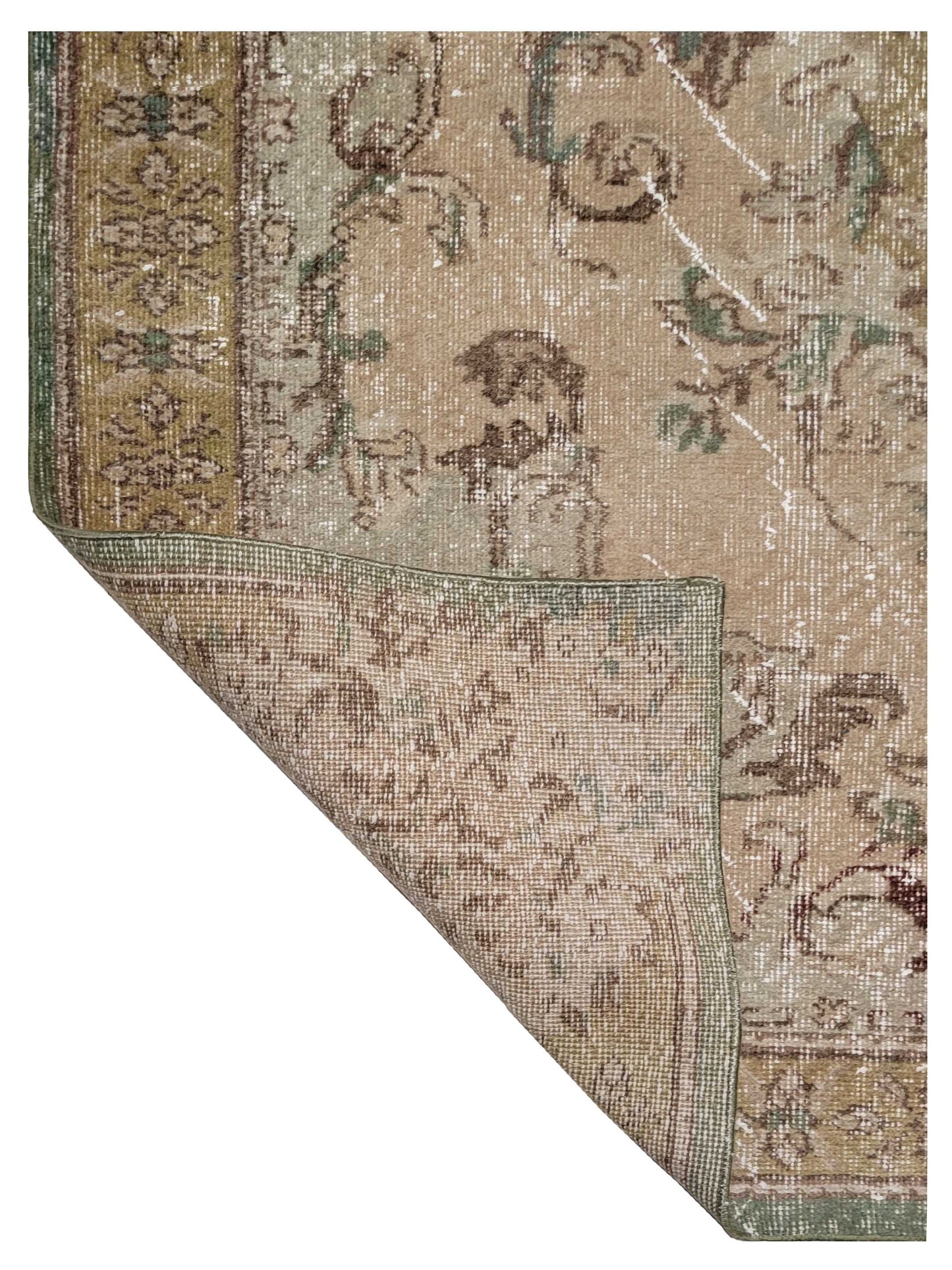 Artisan Angelina  Sage Gold Vintage Knotted Rug