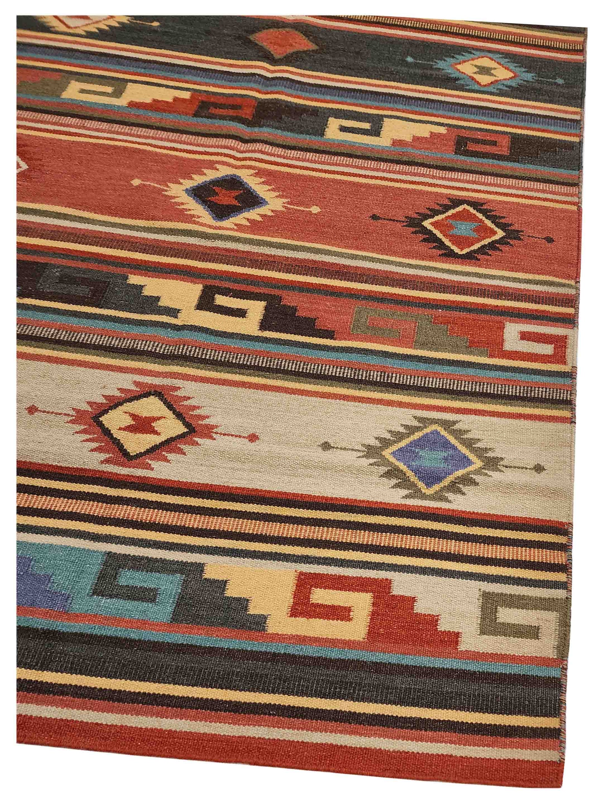 Artisan Kim Red Beige Kilim Woven Rug - Rugs - Artisan - Atlanta Designer Rugs