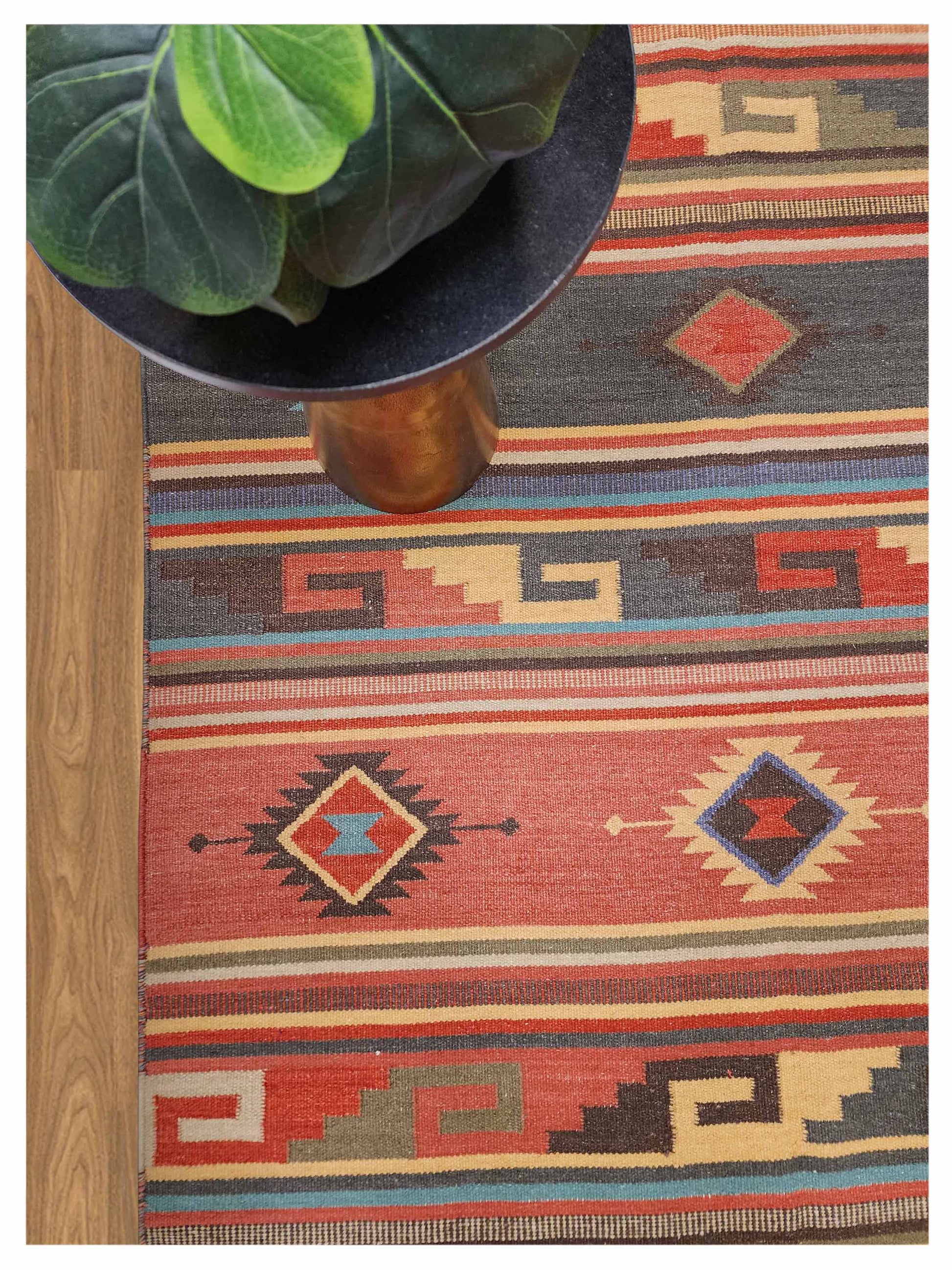 Artisan Kim Red Beige Kilim Woven Rug - Rugs - Artisan - Atlanta Designer Rugs