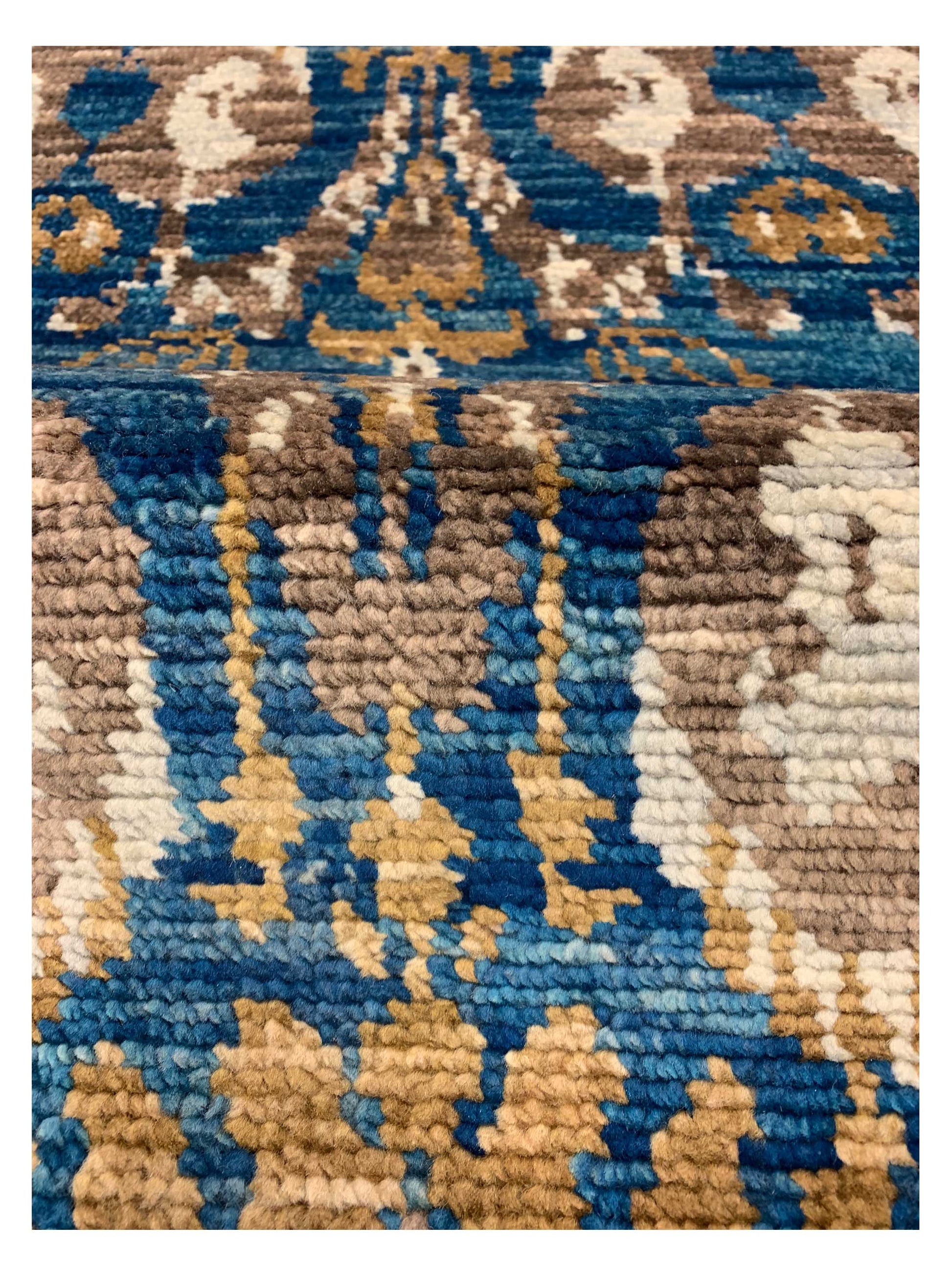 Artisan Amanda Blue Gold Transitional Knotted Rug - Rugs - Artisan - Atlanta Designer Rugs