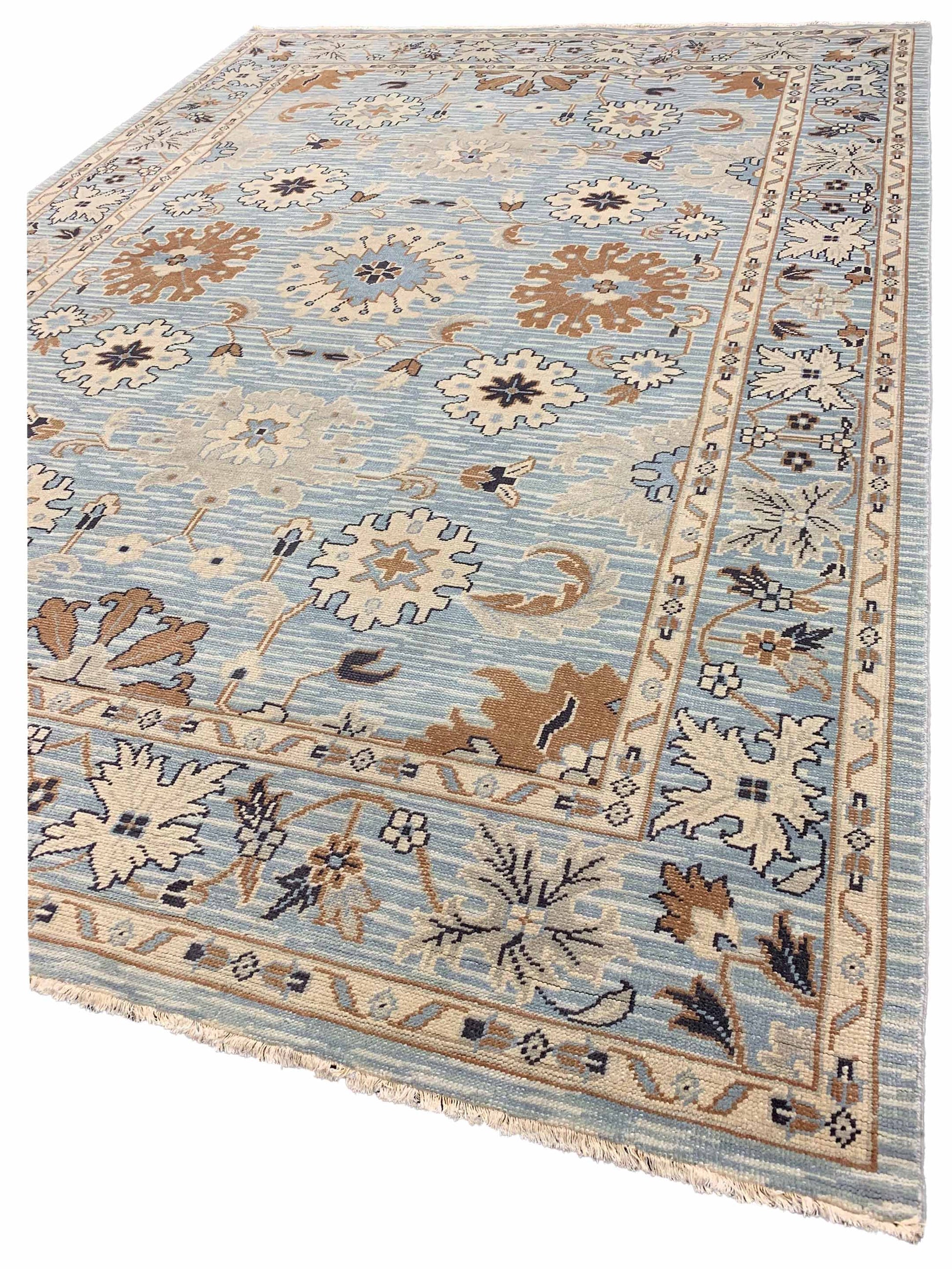 Artisan Rashida Blue Beige Traditional Knotted Rug - Rugs - Artisan - Atlanta Designer Rugs