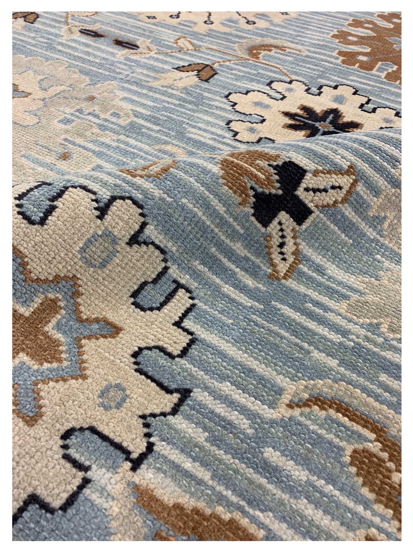 Artisan Rashida Blue Beige Traditional Knotted Rug - Rugs - Artisan - Atlanta Designer Rugs