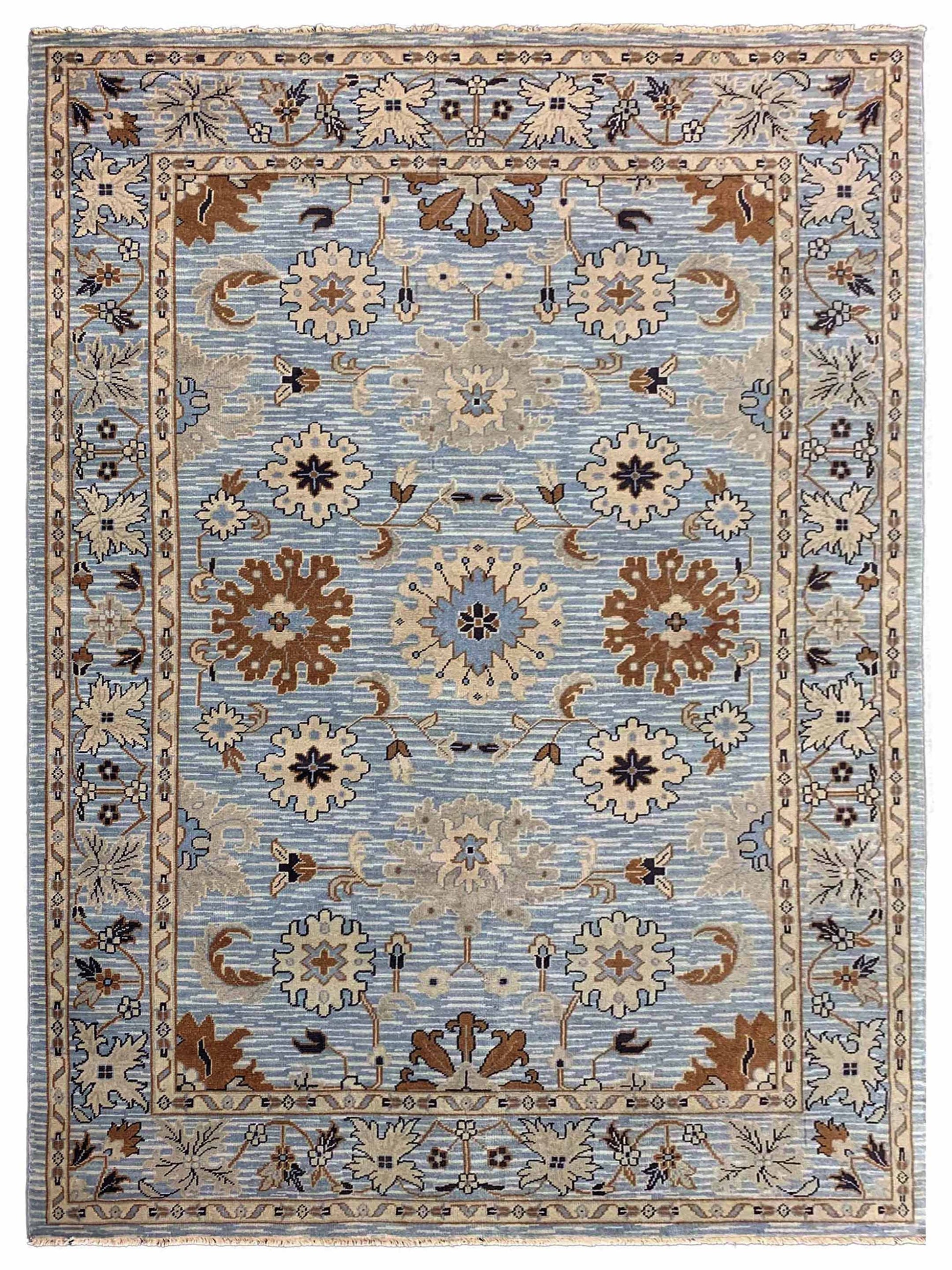 Artisan Rashida Blue Beige Traditional Knotted Rug - Rugs - Artisan - Atlanta Designer Rugs